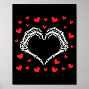 Alla hjärtans dag Rolig skelett händer hjärta pojk Poster