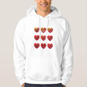 Alla hjärtans dag roliga ansikten hjärtan roligt hoodie