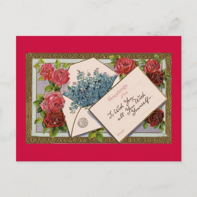 Alla hjärtans dag Romantic Röd ros Card Helg Vykort (Framsida)