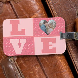 Alla hjärtans dag Romantic Rosa Kärlek Heart Photo Bagagebricka