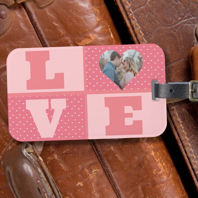 Alla hjärtans dag Romantic Rosa Kärlek Heart Photo Bagagebricka (Skapare uppladdad)