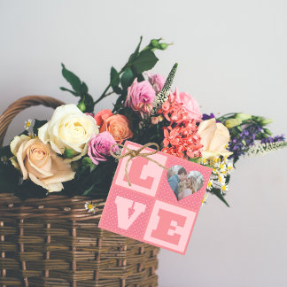 Alla hjärtans dag Romantic Rosa Kärlek Heart Photo Gåvor Etiketter