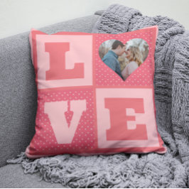 Alla hjärtans dag Romantic Rosa Kärlek Heart Photo Kudde