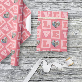 Alla hjärtans dag Romantic Rosa Kärlek Heart Photo Presentpapper