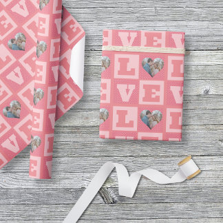 Alla hjärtans dag Romantic Rosa Kärlek Heart Photo Presentpapper