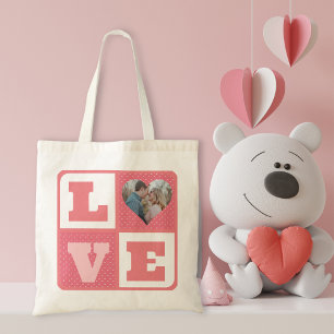 Alla hjärtans dag Romantic Rosa Kärlek Heart Photo Tygkasse