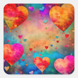 Alla hjärtans dag Romantic Vintage Hearts Fyrkantigt Klistermärke