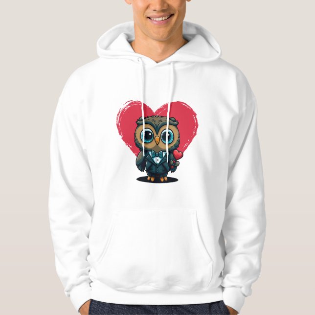 Alla hjärtans dag Romantik med den ärade Uggla Gro Hoodie (Framsida)