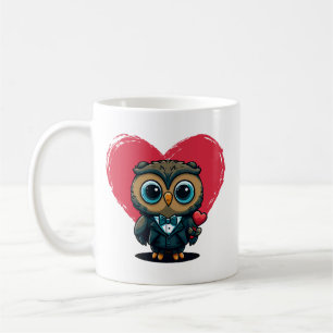 Alla hjärtans dag Romantik med den ärade Uggla Gro Kaffemugg