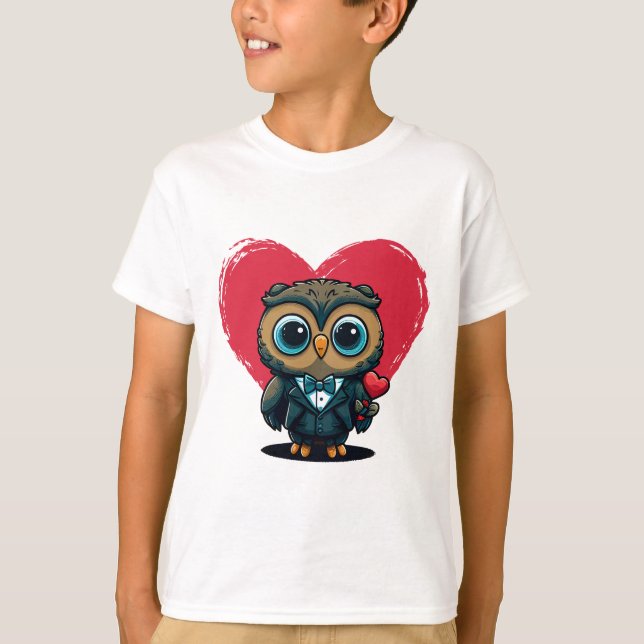 Alla hjärtans dag Romantik med den ärade Uggla Gro T Shirt (Framsida)