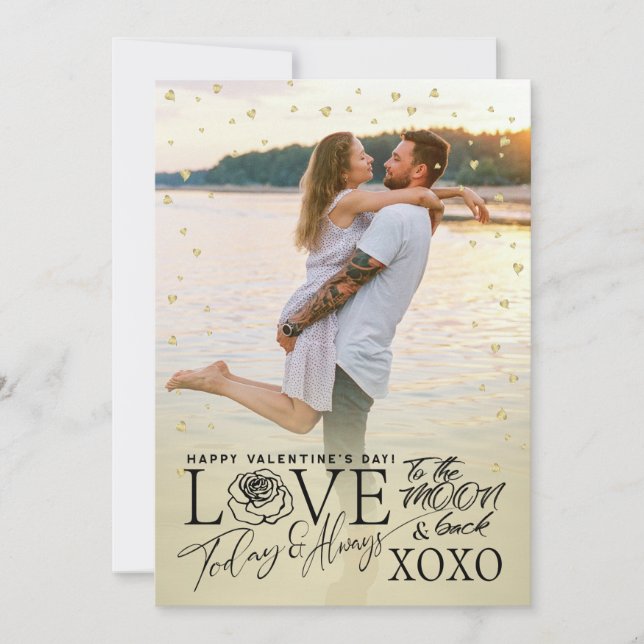 Alla hjärtans dag Romantisk Guld Julkort (Framsida)