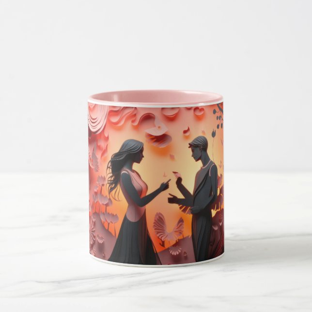  Alla hjärtans dag Romantiskt Par Silhuett Kärlek  Mugg (Center)
