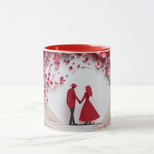  Alla hjärtans dag Romantiskt Par Silhuett Kärlek  Mugg (Center)