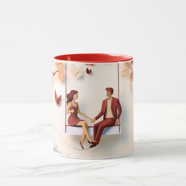  Alla hjärtans dag Romantiskt Par Silhuett kärlek  Mugg (Center)