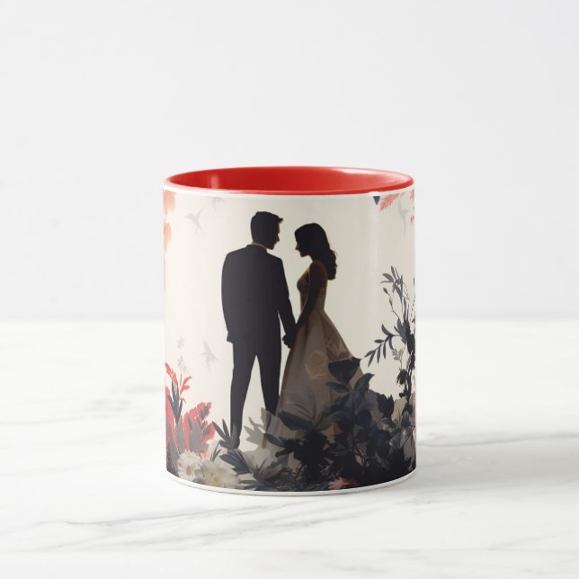  Alla hjärtans dag Romantiskt par Siluett Kärlek  Mugg (Center)