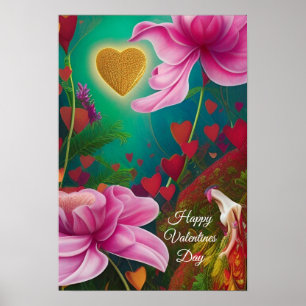 Alla hjärtans dag-Rosa Blommor och Poster