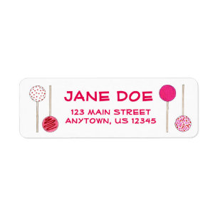 Alla hjärtans dag Rosa Cake Pop Pops Adressetikett Returadress Etikett