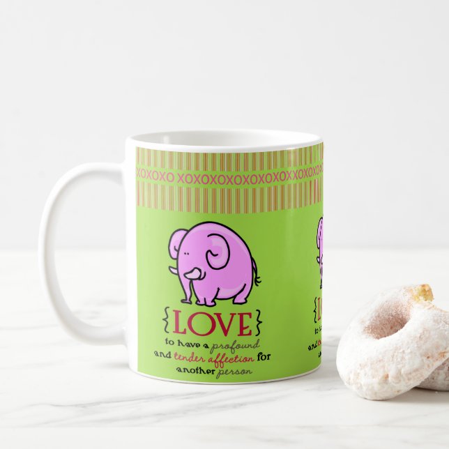Alla hjärtans dag Rosa Elefant Gröna Muggar (Med munk)