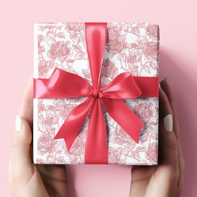 Alla hjärtans dag Rosa Eleganta Rosor Inpackningsp Presentpapper (Skapare uppladdad)