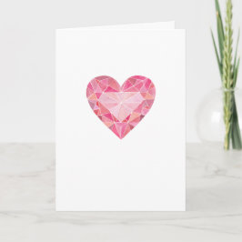 Alla hjärtans dag Rosa Heart Diamond Gem Kärlek Helgkort