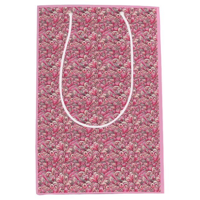 Alla hjärtans dag Rosa Hearts and Swirls (Framsidan)