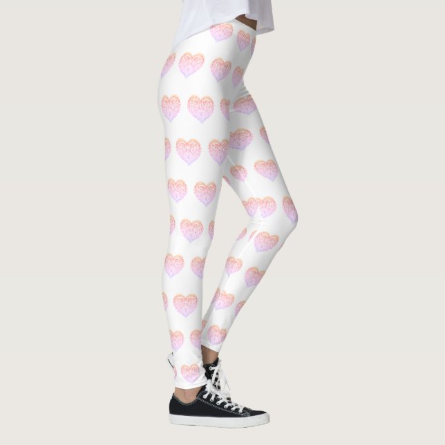 Alla hjärtans dag Rosa HJÄRT Kvinnors förband Leggings (Höger)