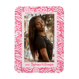 Alla hjärtans dag Rosa Jungle Heart Photo Magnet