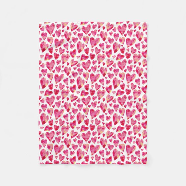 Alla hjärtans dag Rosa Kärlek Hjärtat Fleecefilt (Framsidan)