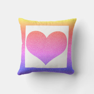 Alla hjärtans dag Rosa Lila Ombre Glitter Hjarta Kudde
