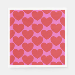 Alla hjärtans dag Rosa och Rött Hjärtmönster Fest Pappersservett