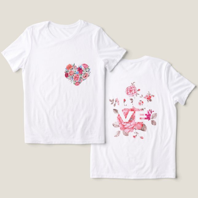 alla hjärtans dag,rosa och rött,röda hjärtan,valbi t shirt (Design fram och bak)