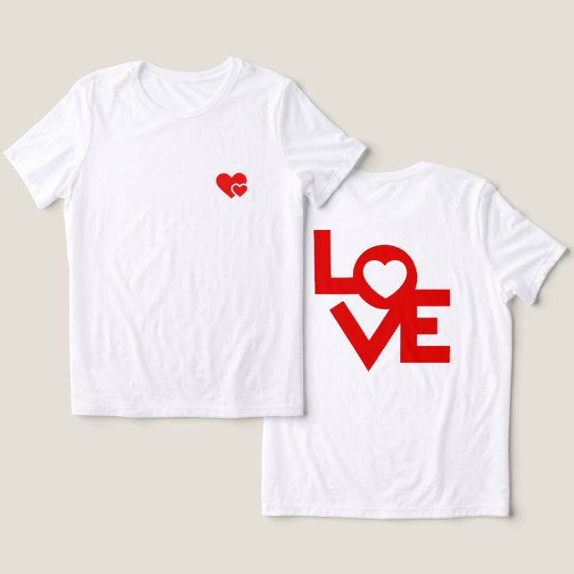 alla hjärtans dag,rosa och rött,röda hjärtan,valbi t shirt (Design fram och bak)