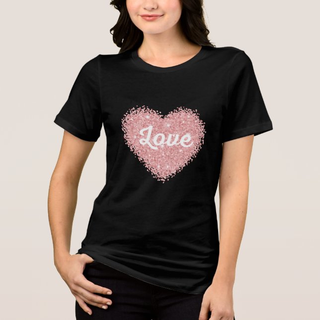 alla hjärtans dag,rosa och rött,röda hjärtan,valbi t shirt (Framsida)