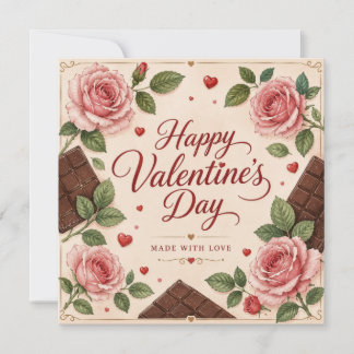 Alla hjärtans dag Rosa Roser Chokladbarer Kort