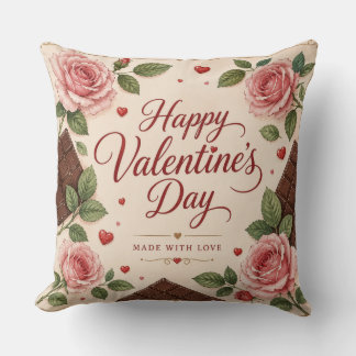 Alla hjärtans dag Rosa Roser Chokladbarer Kudde