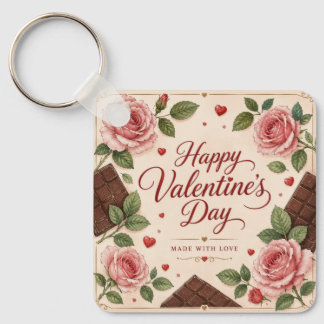 Alla hjärtans dag Rosa Roser Chokladbarer Nyckelring