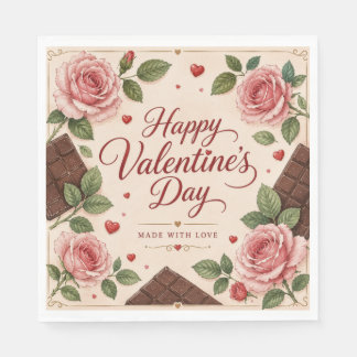 Alla hjärtans dag Rosa Roser Chokladbarer Pappersservett