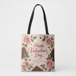 Alla hjärtans dag Rosa Roser Chokladbarer Tygkasse