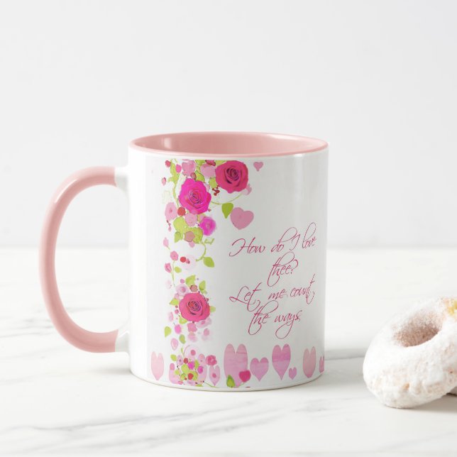 Alla hjärtans dag Rosa Rosor Romantisk Älskling Ko Mugg (Med munk)