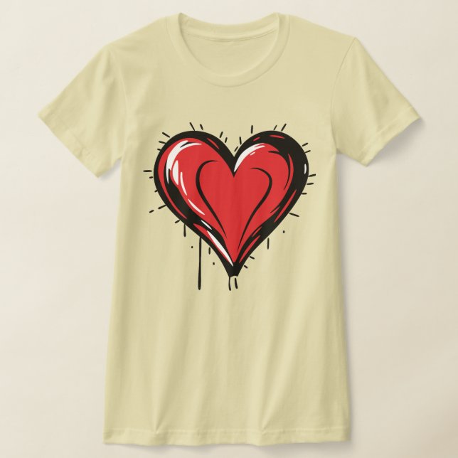 alla hjärtans dag - Rött Hjärta T Shirt (Laydown)