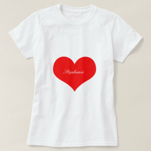 Alla hjärtans dag Rött hjärta Vit monogram Anpassa T Shirt