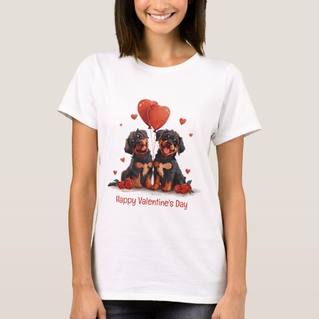 Alla hjärtans dag Rottweiler Hundar T Shirt (Framsida)
