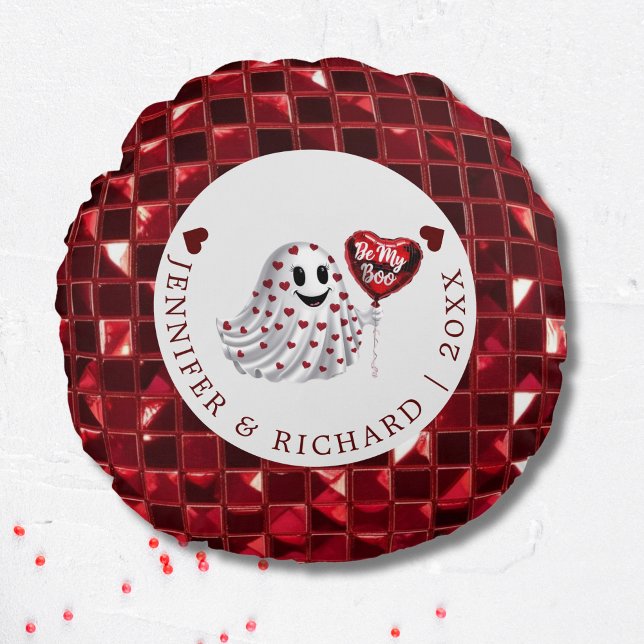 Alla hjärtans dag, rund fyllo med Cherry Vibe Rund Kudde (Valentine's Day Round Pillow with Cherry Vibe)