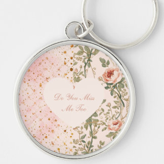 Alla hjärtans dag, Saknar du mig också, Rosa kärle Rund Silverfärgad Nyckelring