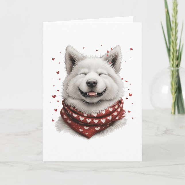 Alla hjärtans dag Samoyed Hund Helgkort (Framsida)