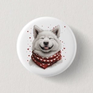 Alla hjärtans dag Samoyed Hund Knapp