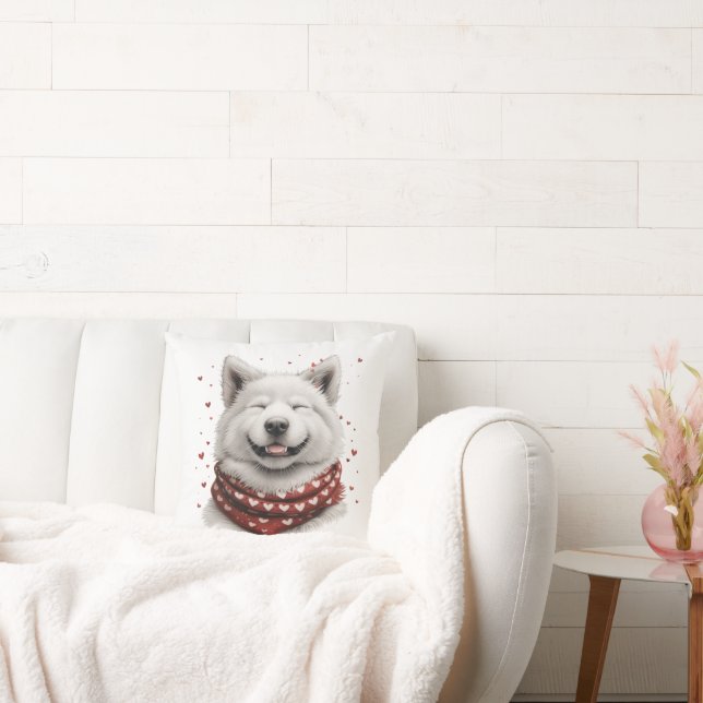 Alla hjärtans dag Samoyed Hund Kudde (Soffa)