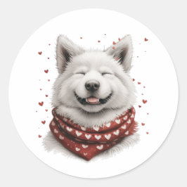 Alla hjärtans dag Samoyed Hund Runt Klistermärke