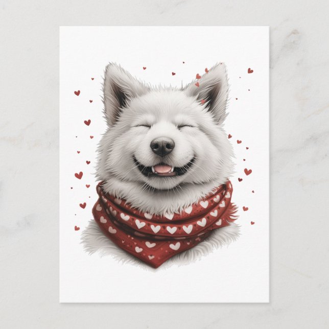 Alla hjärtans dag Samoyed Hund Vykort (Framsida)