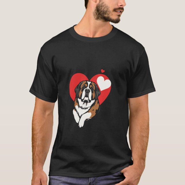 Alla hjärtans dag Sankt Bernhard Hund T Shirt (Framsida)